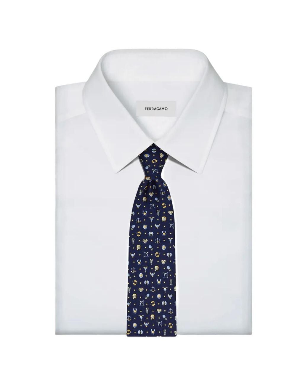Ferragamo Blue Horoscope-Print Silk Tie for men