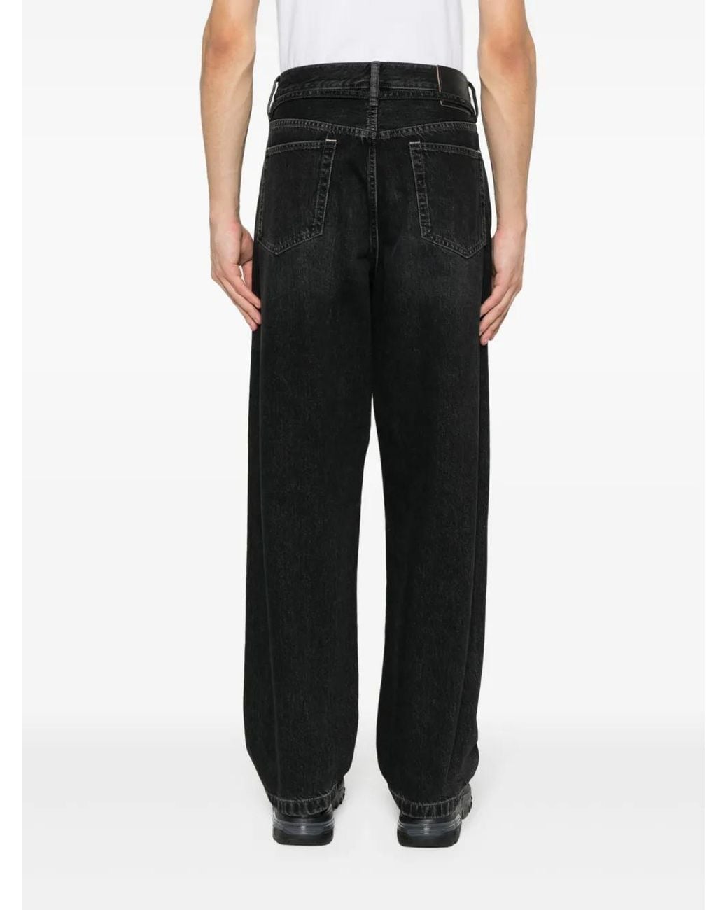 Acne Black Mid-Rise Wide-Leg Jeans