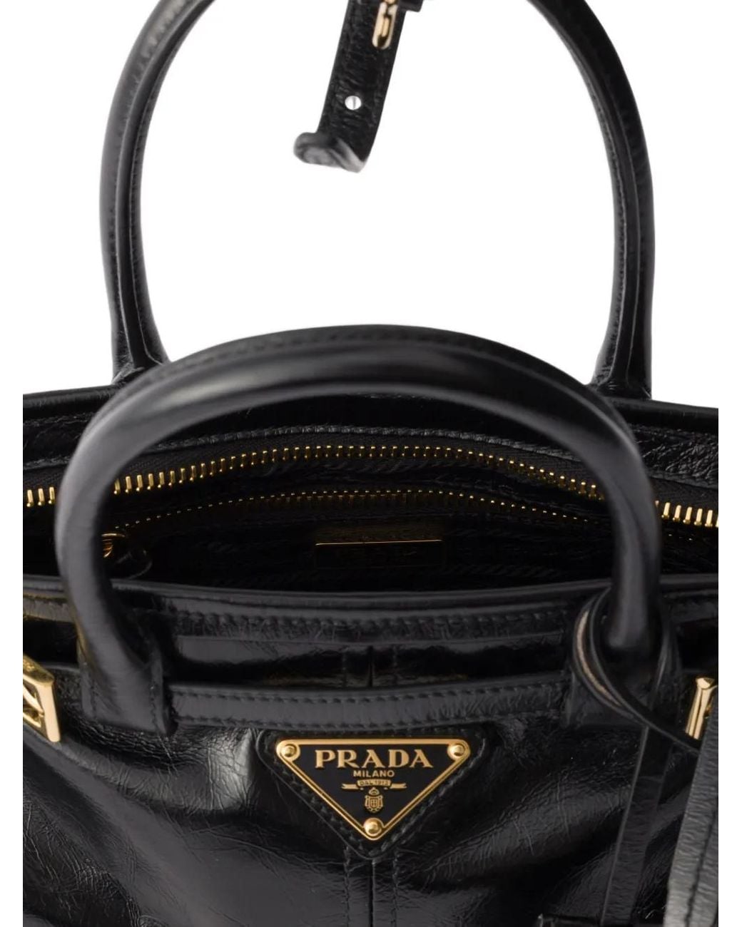 Prada Black Mini Bonnie Buckled Leather Shoulder Bag
