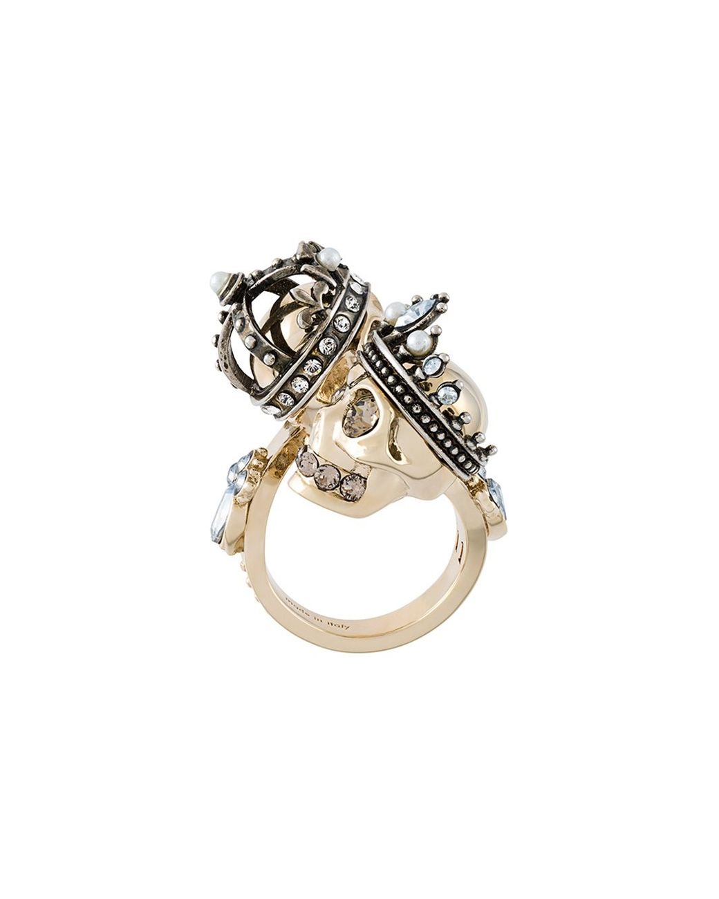Alexander McQueen King And Queen Skull-embellished Ring | Lyst