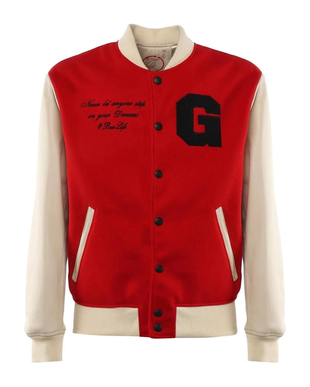 Giuliano Galiano Red Veste Varsity À Manches En Cuir for men