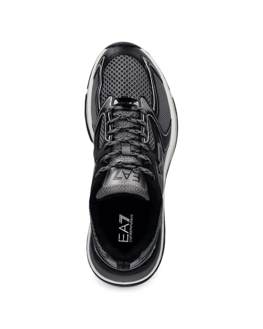 EA7 Black Logo-Patch Mesh Sneakers