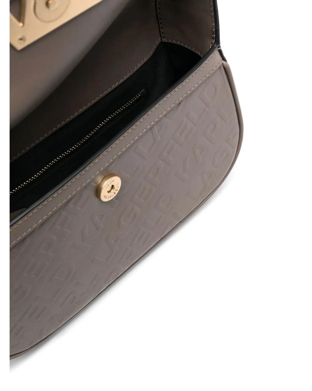 Karl Lagerfeld White Logo-Embossed Leather Tote Bag
