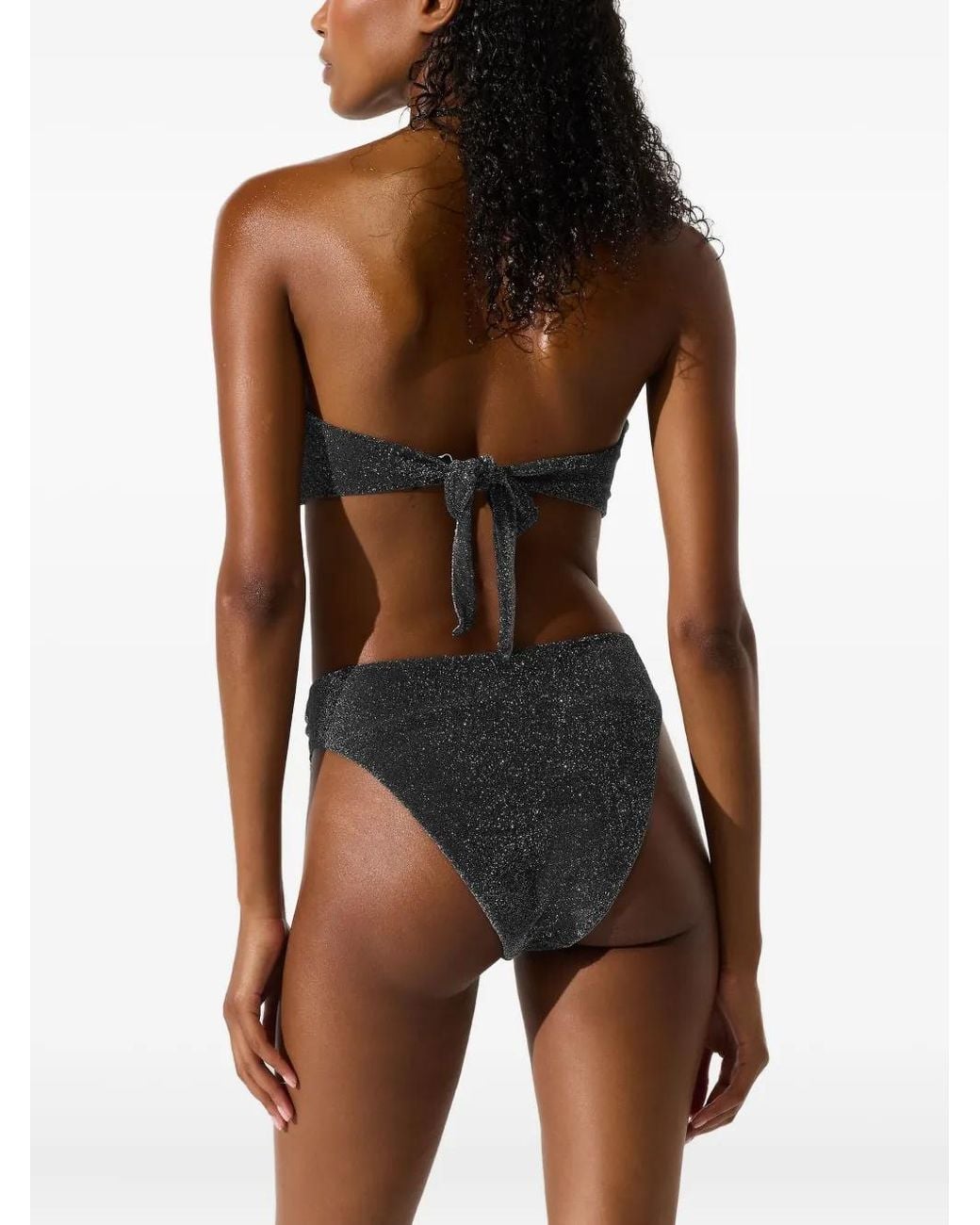 Karl Lagerfeld Black Metallic Bandeau Bikini Top
