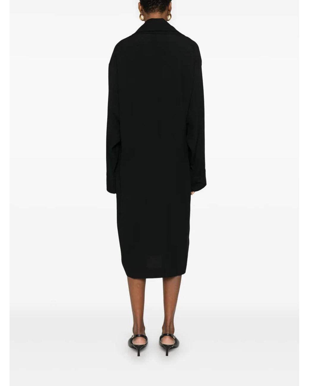 Carven Black Peignoir Midi Dress