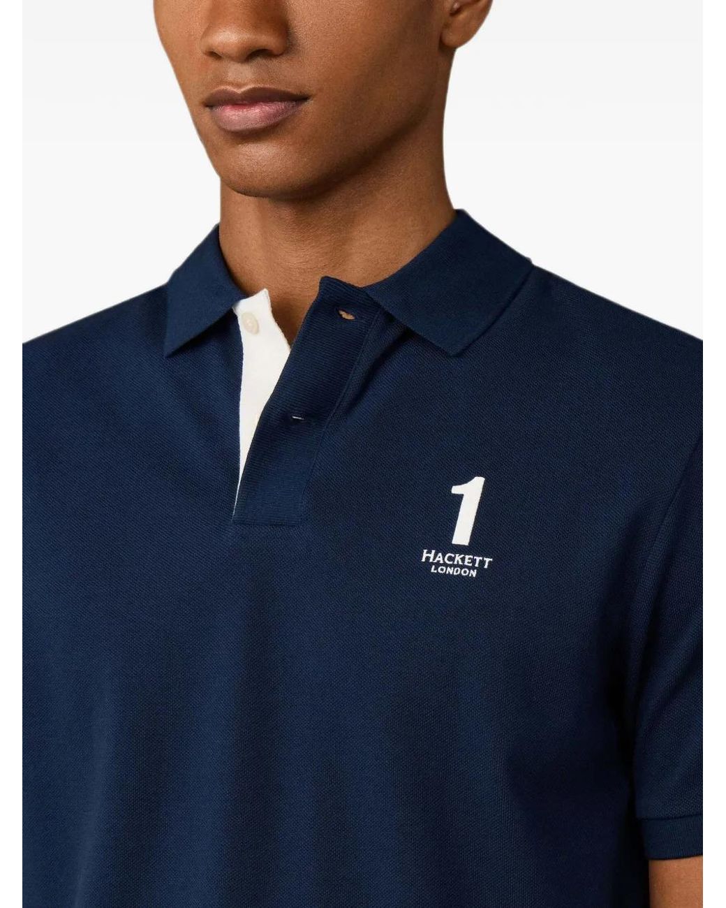 Hackett Blue Logo-Print Polo Shirt for men