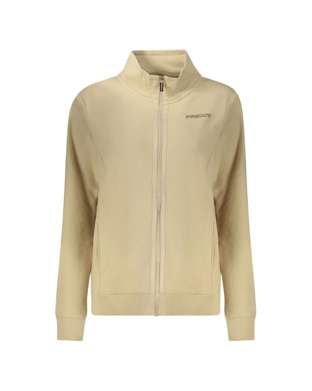Freddy Natural Zip-Up Mock-Neck Sweatshirt