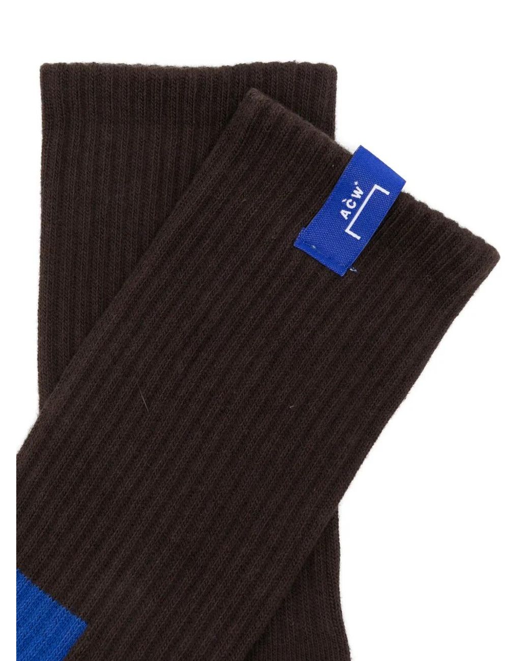 A_COLD_WALL* Blue Logo-Patch Ribbed Socks for men
