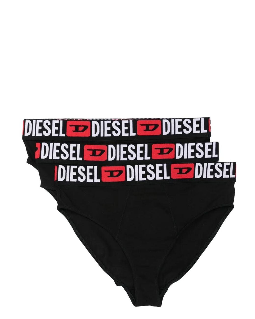 DIESEL Black Logo-Waistband Briefs (Pack Of Three)