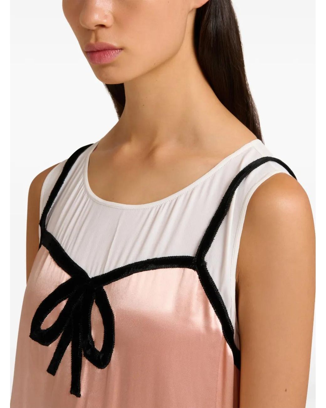 Marni Black Pleated Midi Dress With Bow