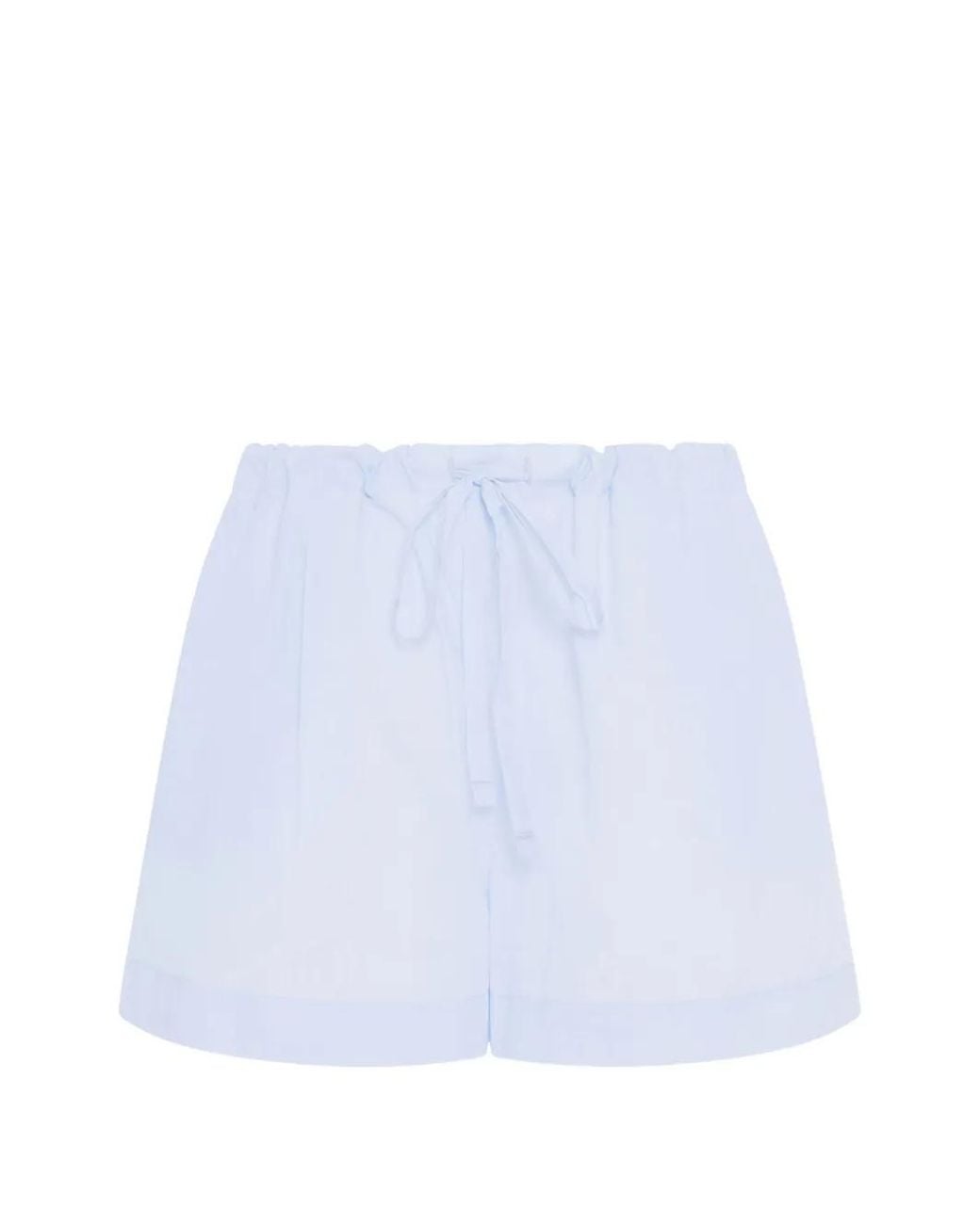 Another Tomorrow White Pleated Drawcord Cotton Shorts