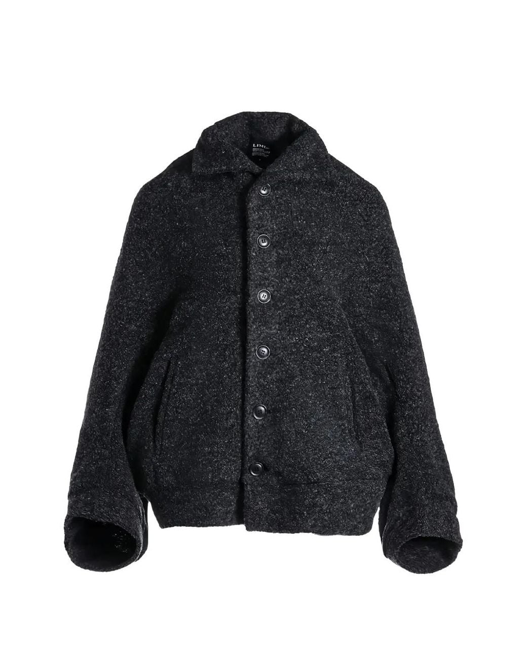 Limi Feu Black Bouclé-Texture Button-Up Coat
