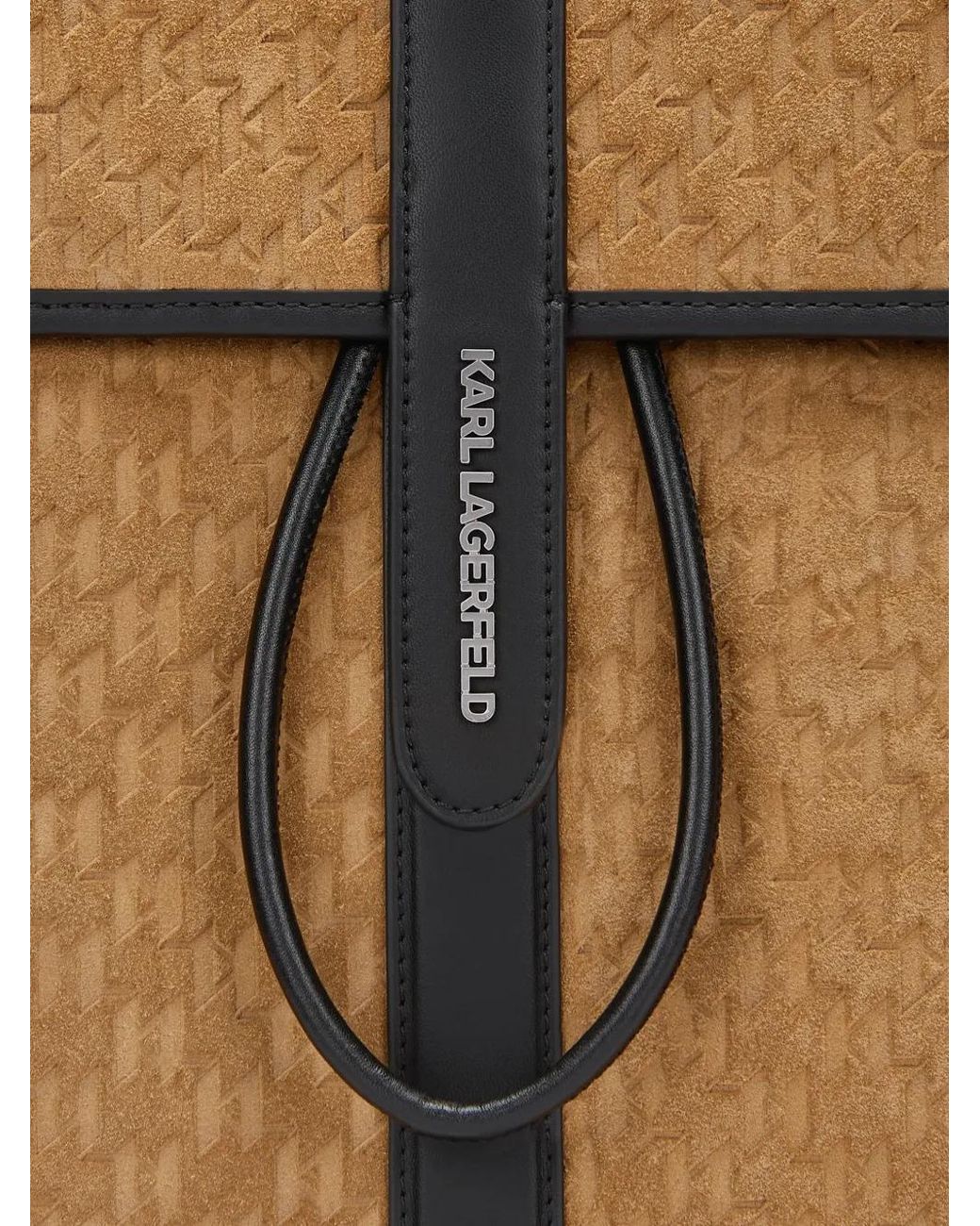 Karl Lagerfeld Brown Monogram-Debossed Backpack for men