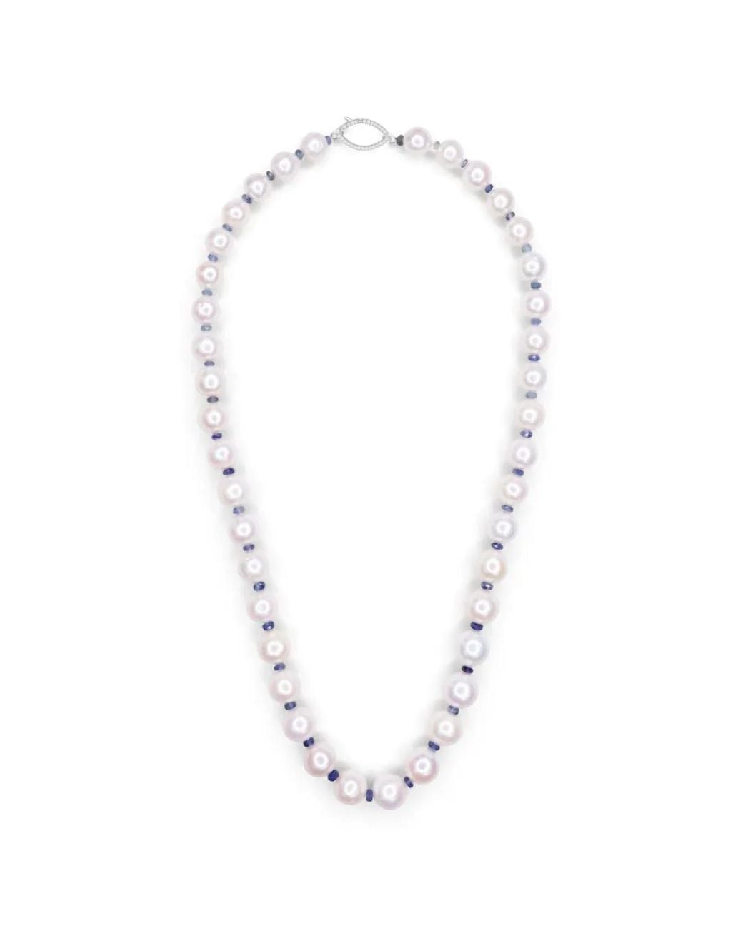 Yi Collection White Neptune Freshwater Pearl And Sapphire Necklace
