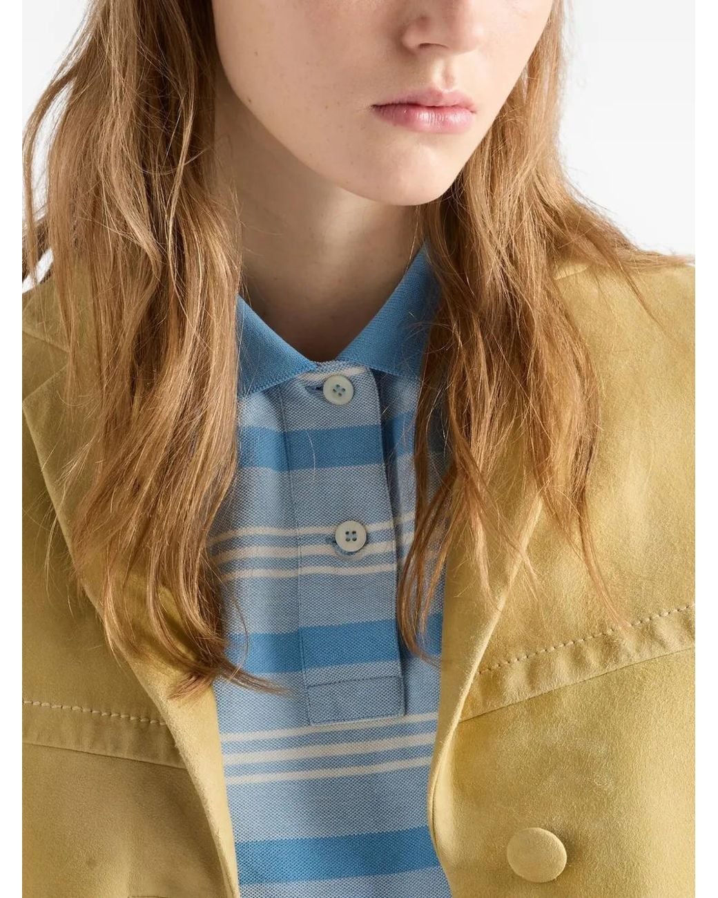 Prada Blue Polo Shirt With Elasticized Drawstring Hem