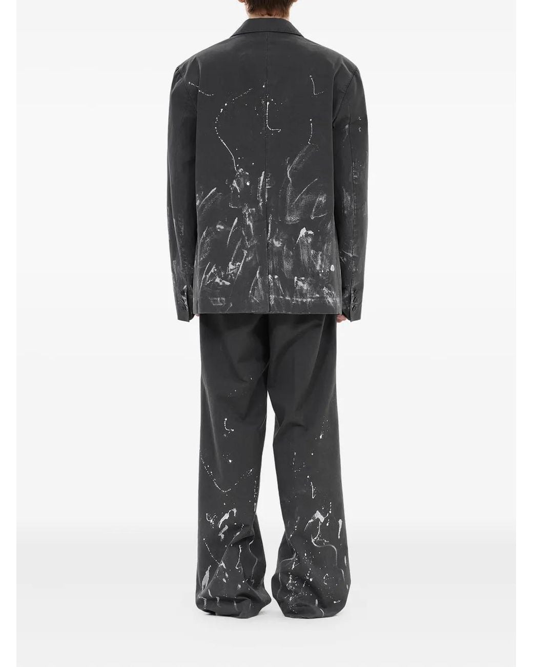 we11done Gray Paint-Splatter Blazer for men