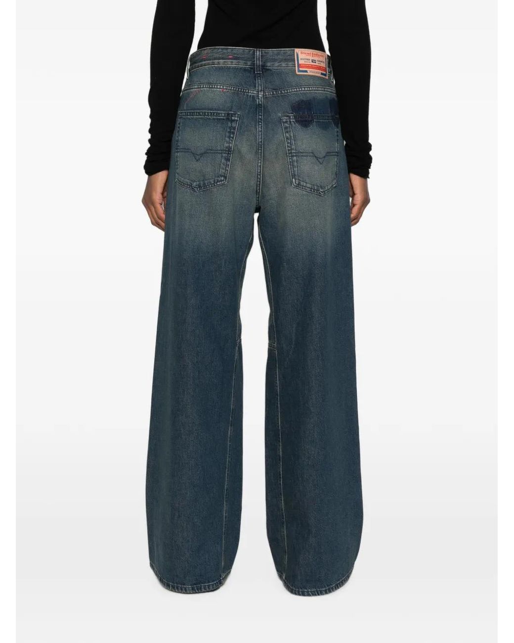 DIESEL Blue Faded Wide-Leg Jeans