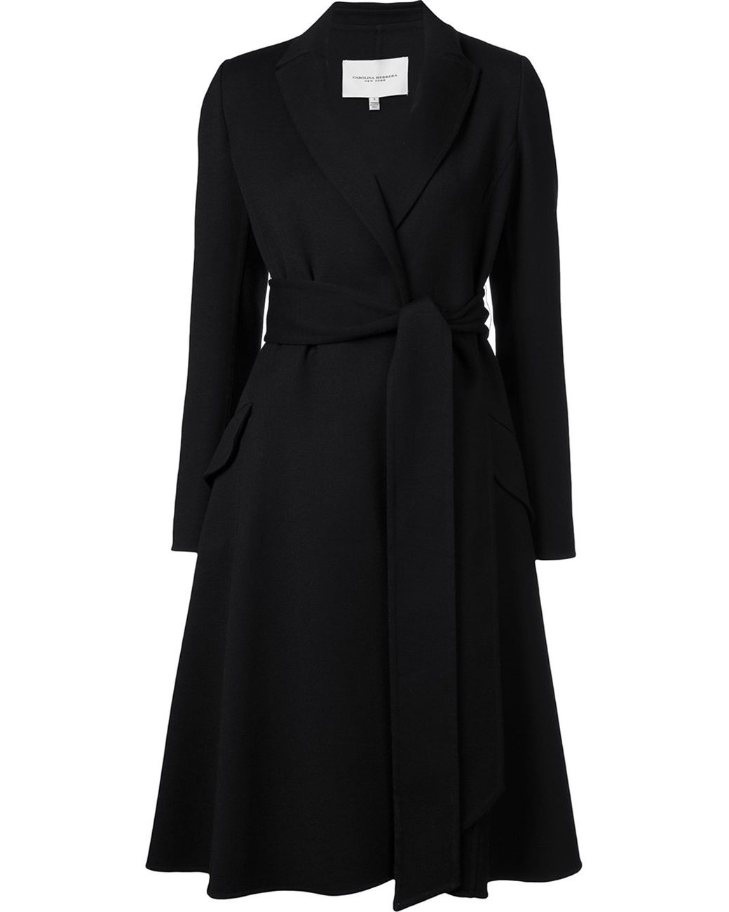 Carolina Herrera Belted A-line Coat in Black | Lyst