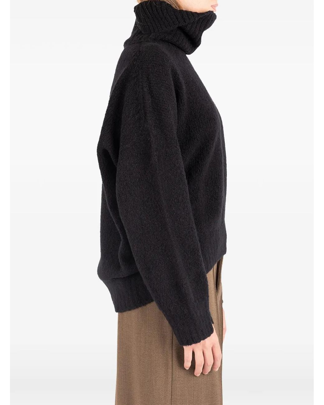 Societe Anonyme Black Brushed-Effect Roll-Neck Sweater