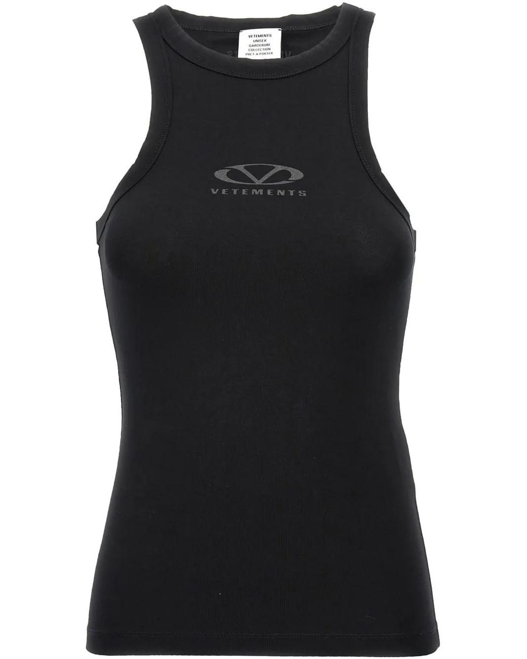 Vetements Black Logo-Print Tank Top