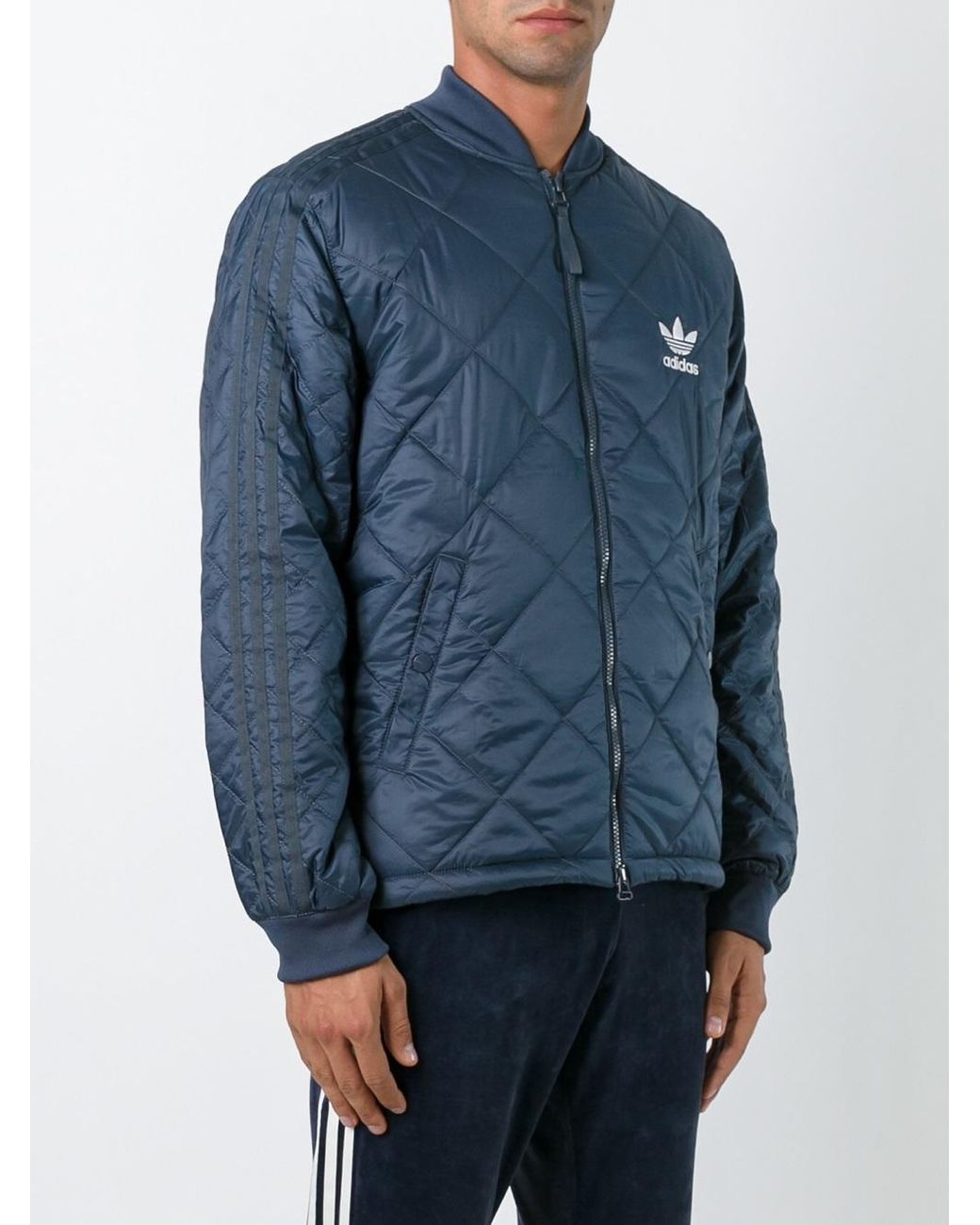 adidas Originals 'quilted Superstar' Bomber Jacket in Blue for Men | Lyst