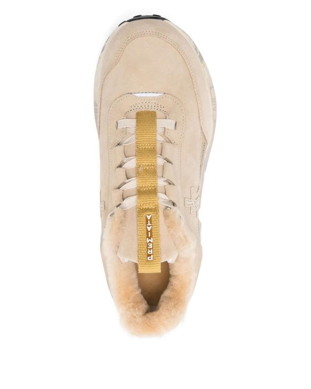 Premiata White Fur-Trim Sneakers