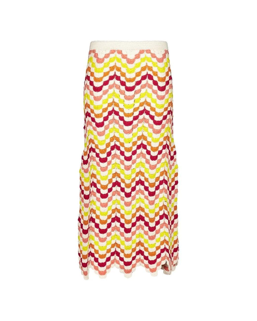 Escvdo White Abanico Crochet Safi Skirt