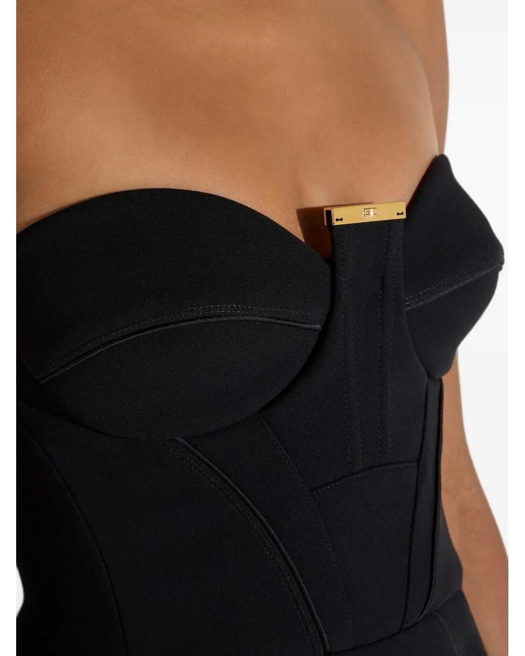 Elisabetta Franchi Black Mini Bustier Dress