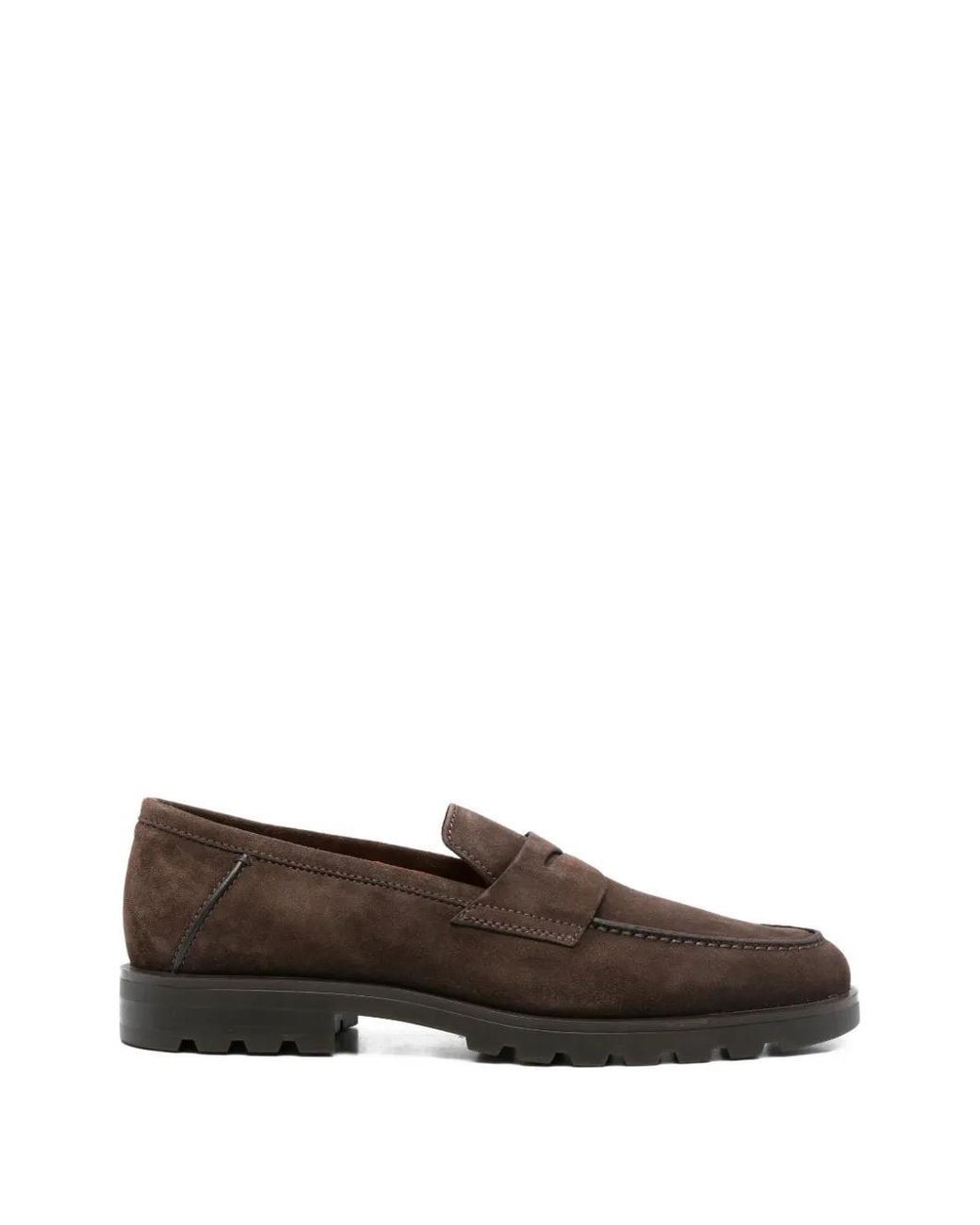 Santoni Brown Suede Loafers for men