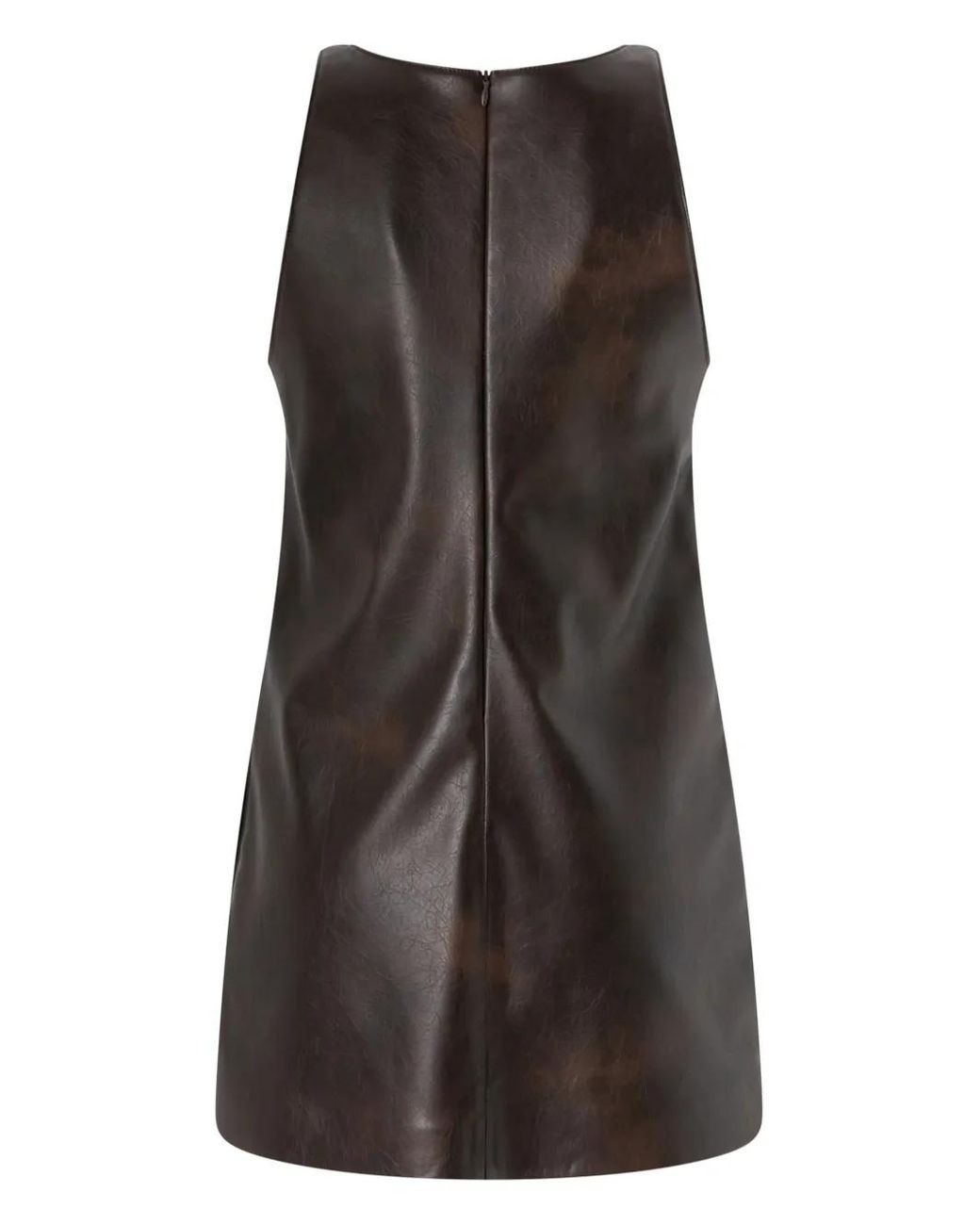 Pinko Brown Short Faux Leather Diricco Dress