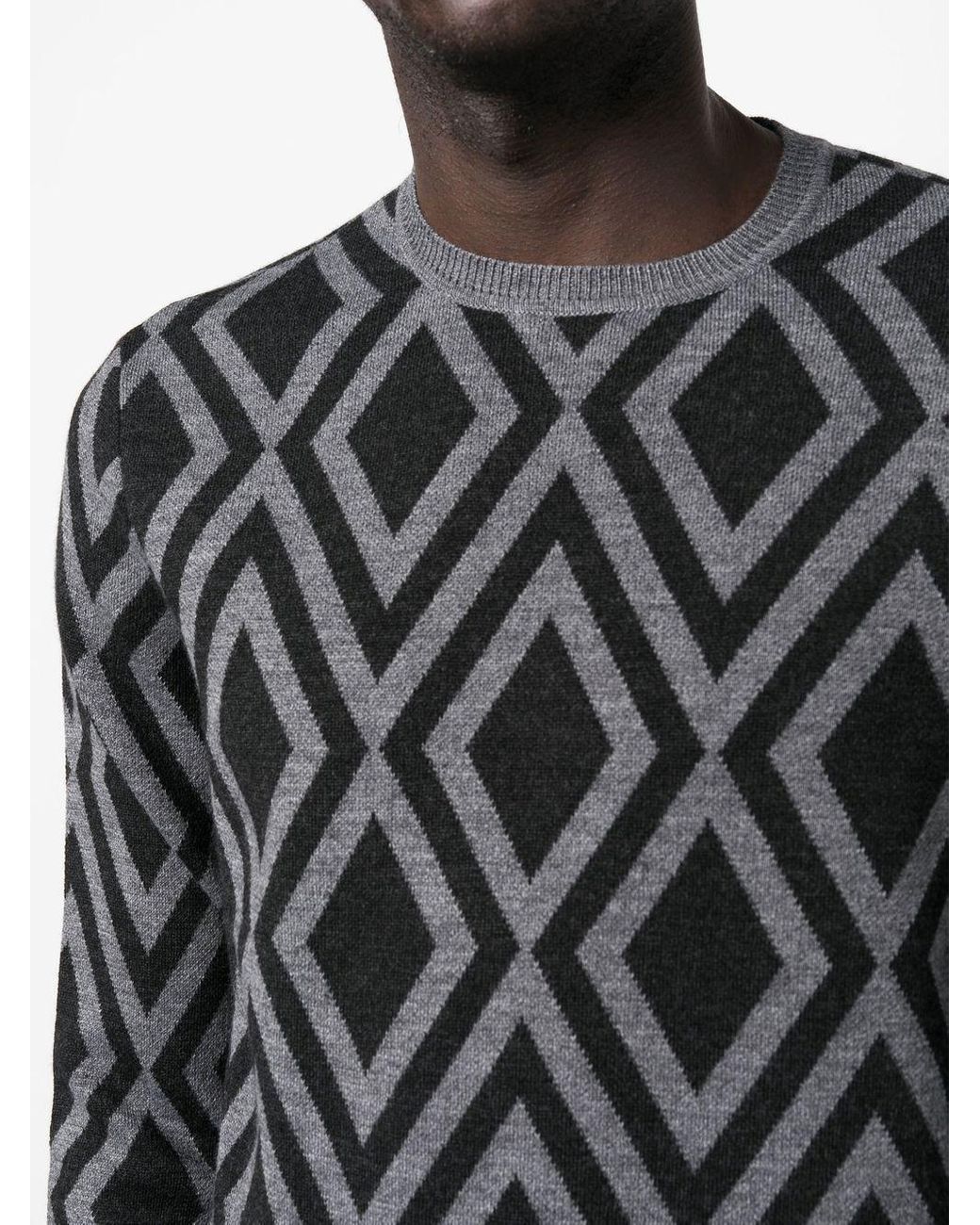 Cropped Cardigan With Jacquard Chevron Knit by Emporio Armani at