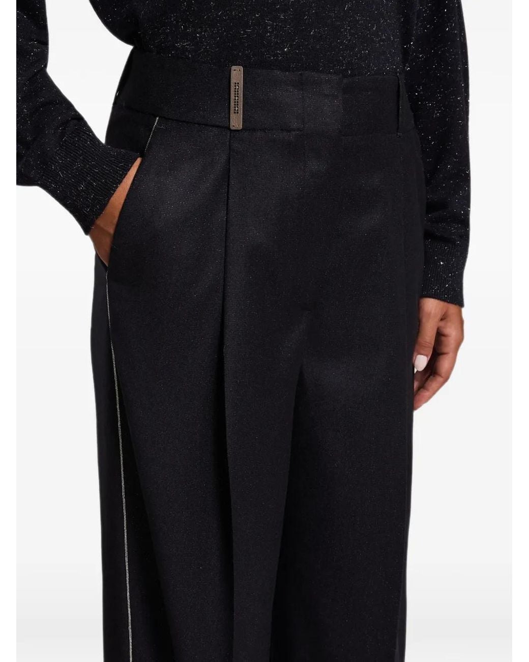 Peserico Black Pleated Turn-Up Trousers