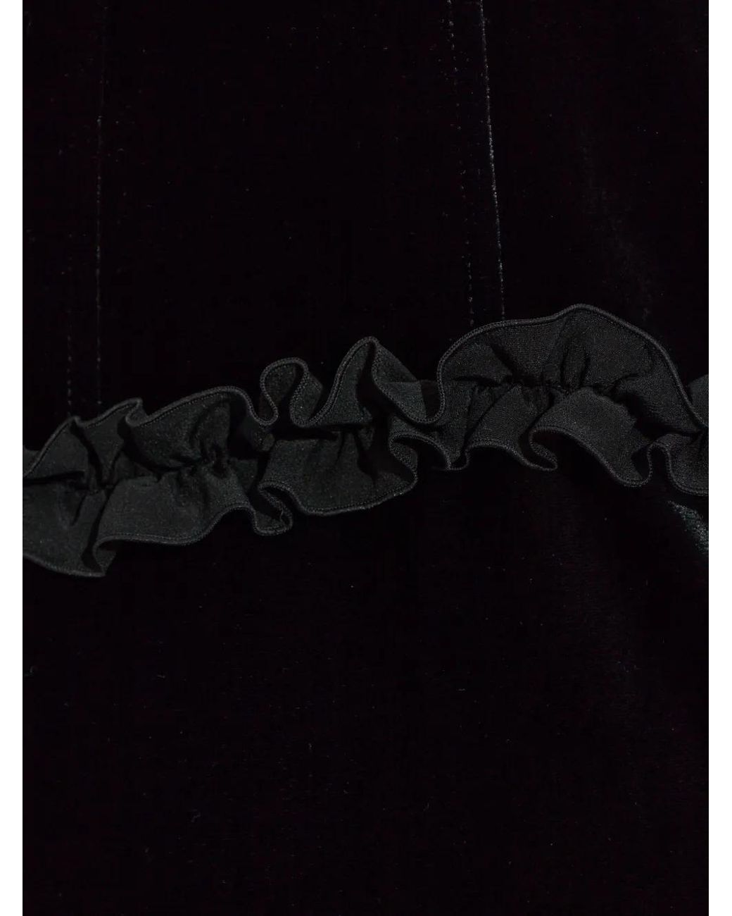 Alessandra Rich Black Robe Longue Volantée À Détail De Nœud