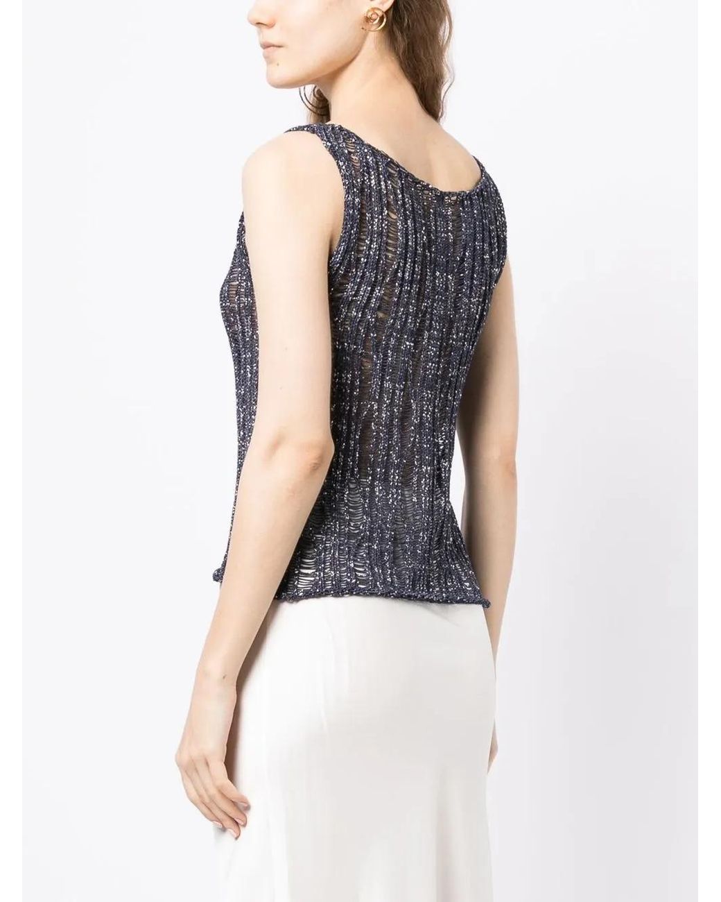 Voz Blue Lace Knit Tank Top