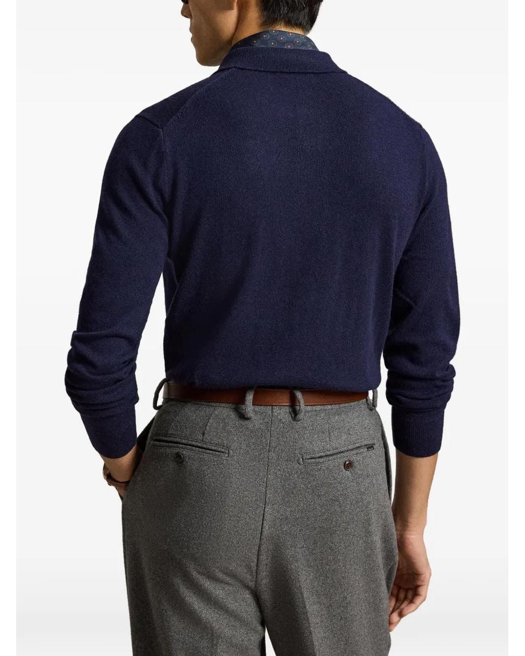 Polo Ralph Lauren Blue Wool Polo-Collar Jumper for men