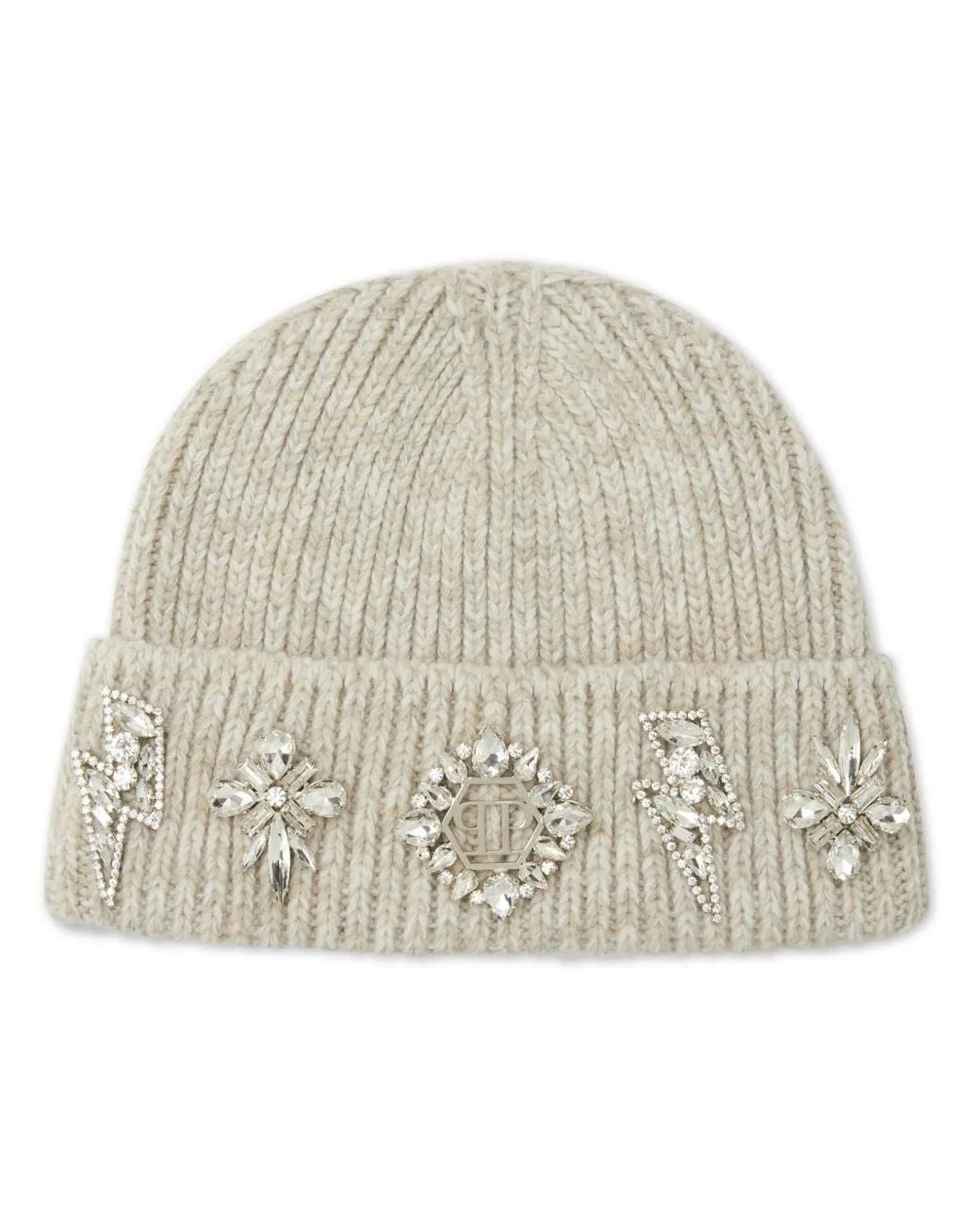 Philipp Plein Natural Brooch-Detail Beanie