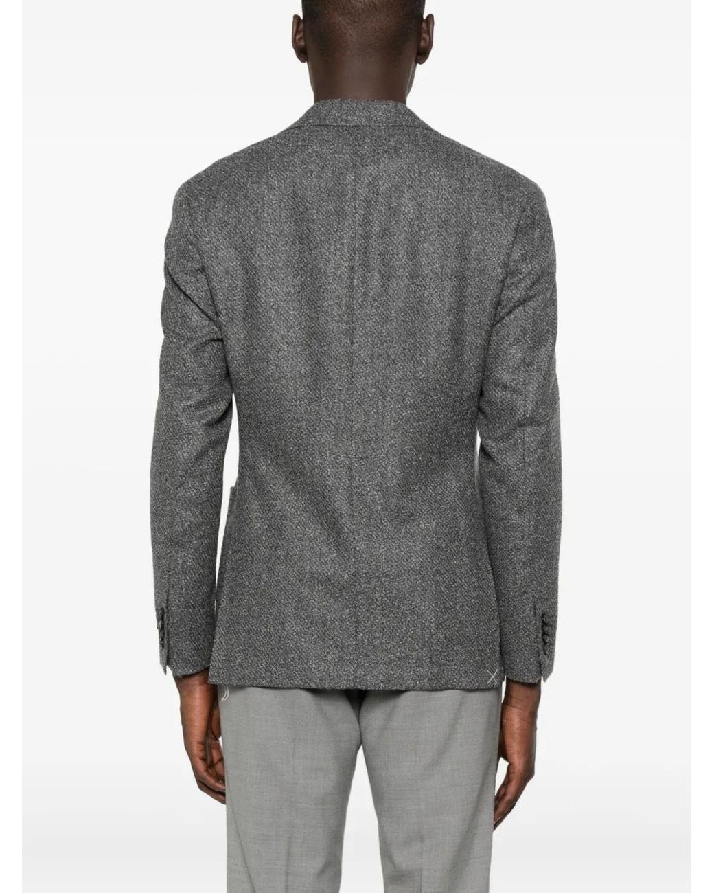 Canali Gray Textured Two-Button Jacket for men