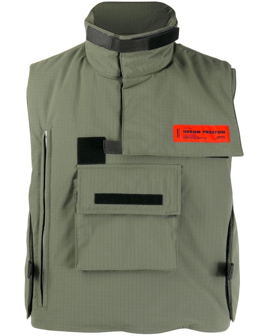 Heron Preston Men's Green Logo-patch Tactical Vest