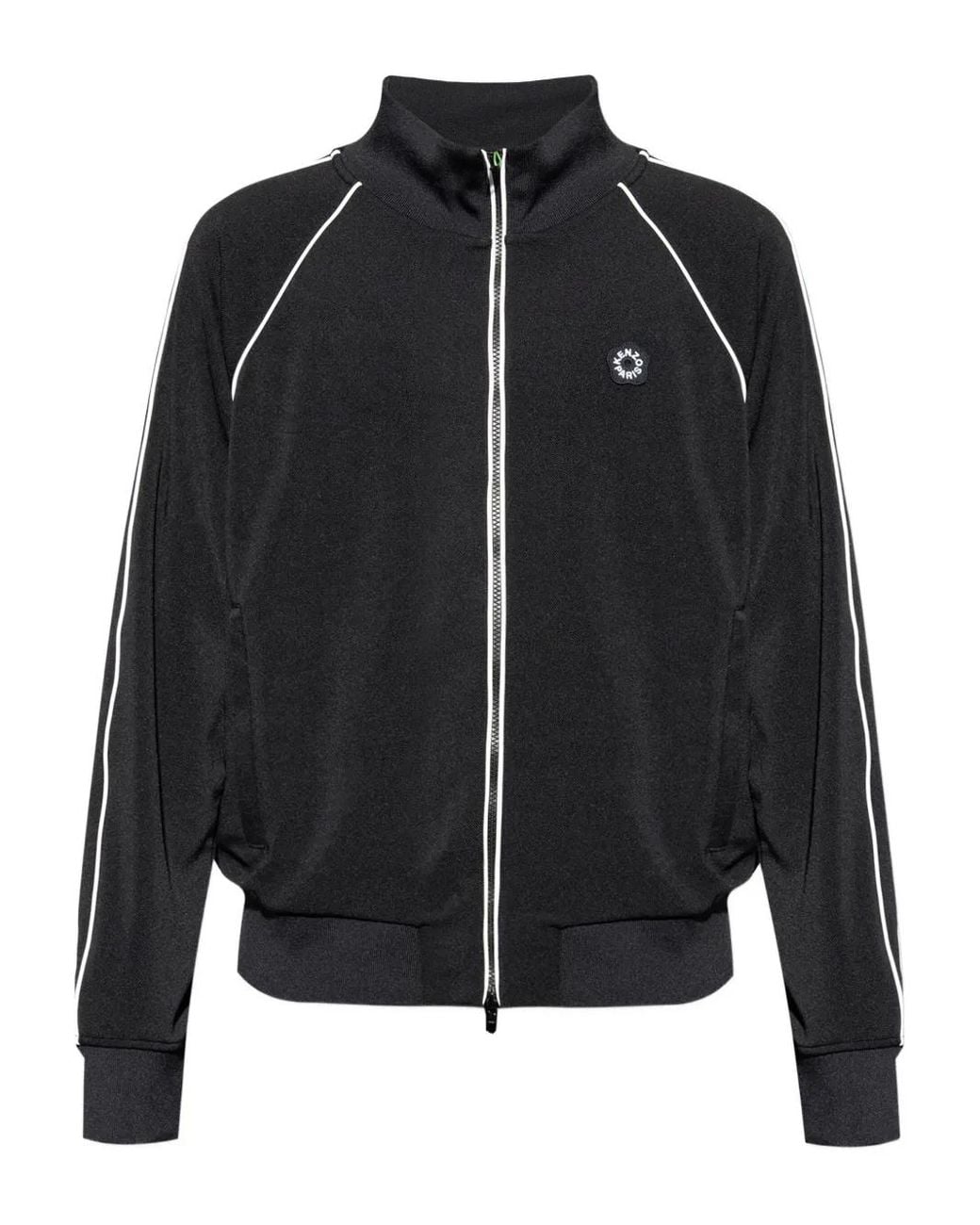 KENZO Black Panelled Zip-Up Track Jacket for men