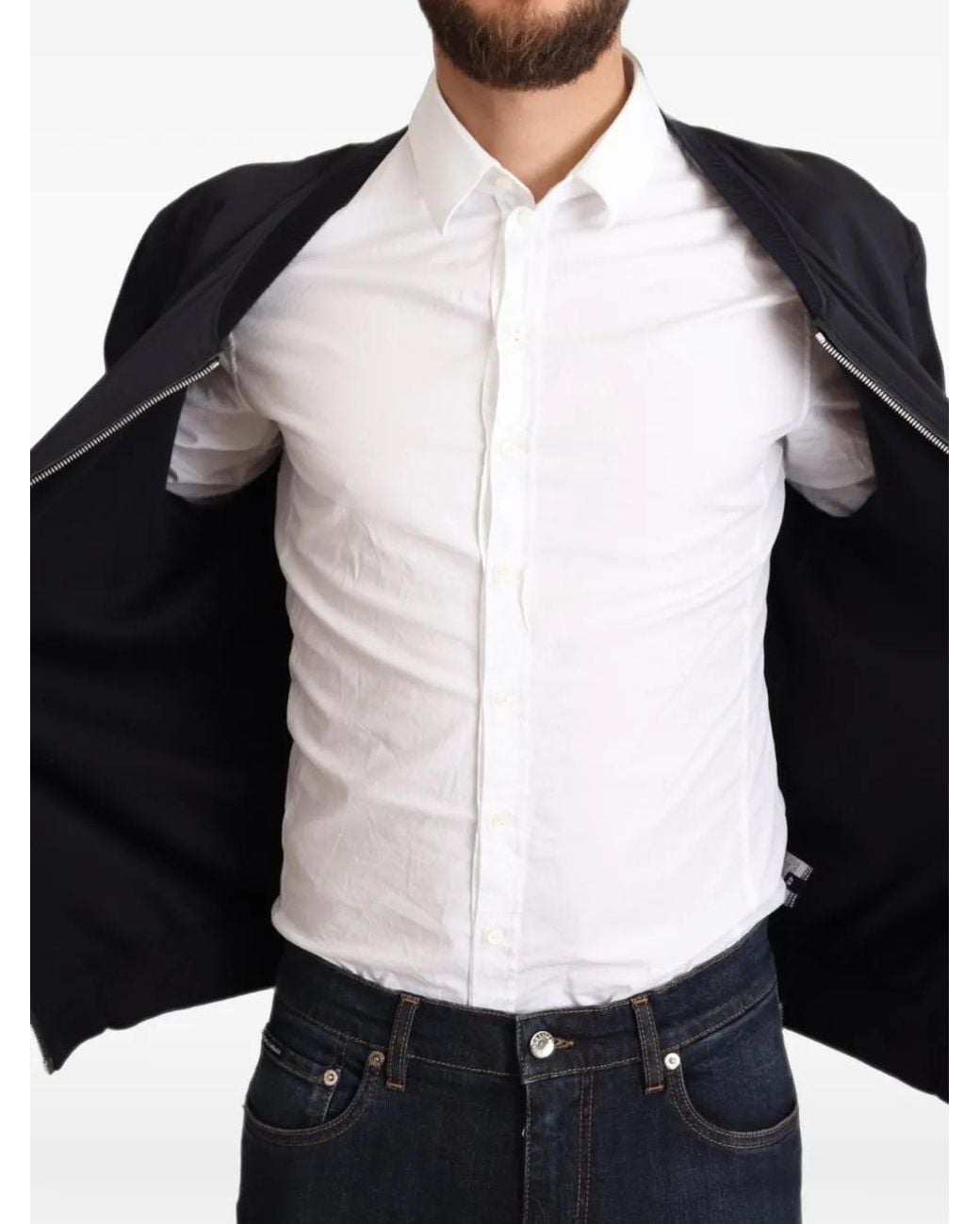 Dolce & Gabbana Black Silk Bomber Jacket for men