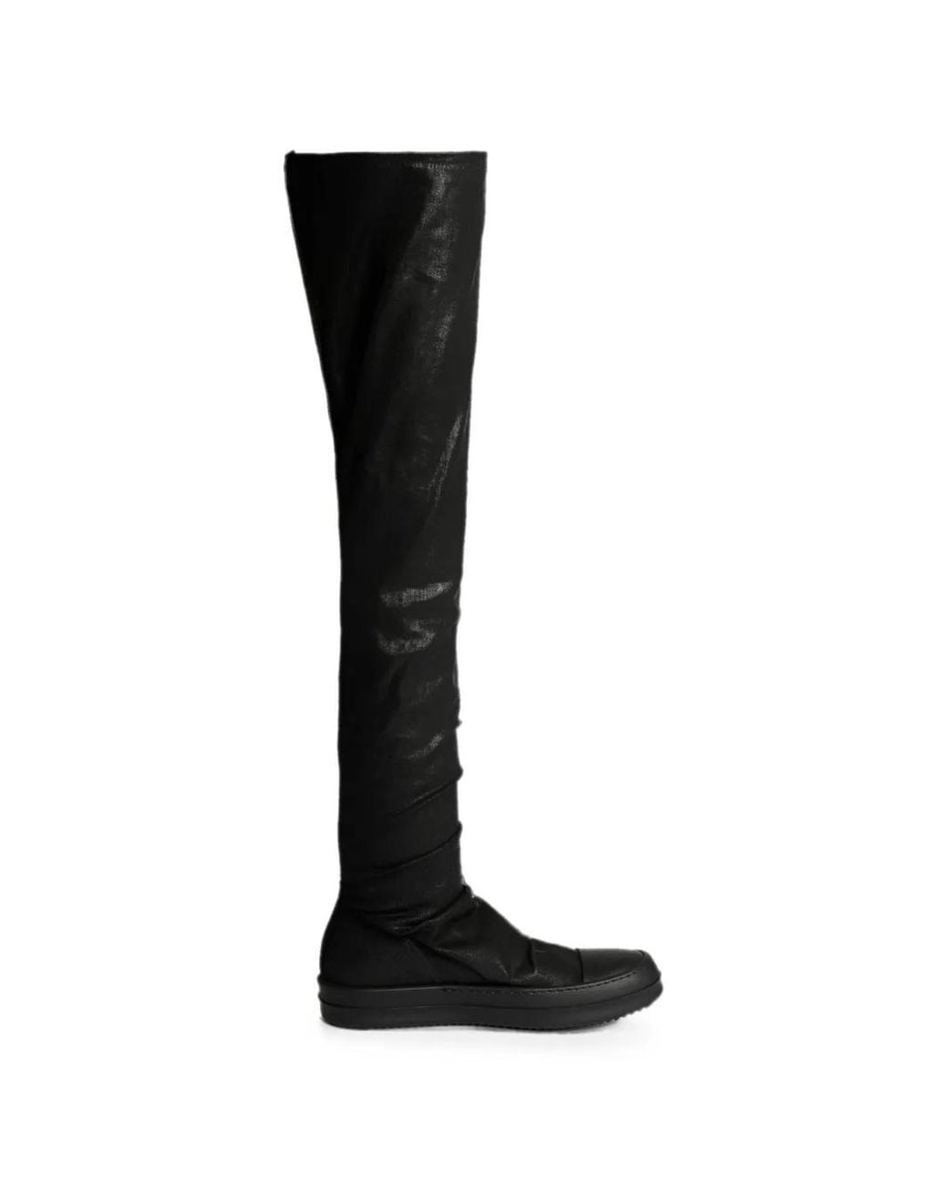 Rick Owens Black Waxed High Sock Boots