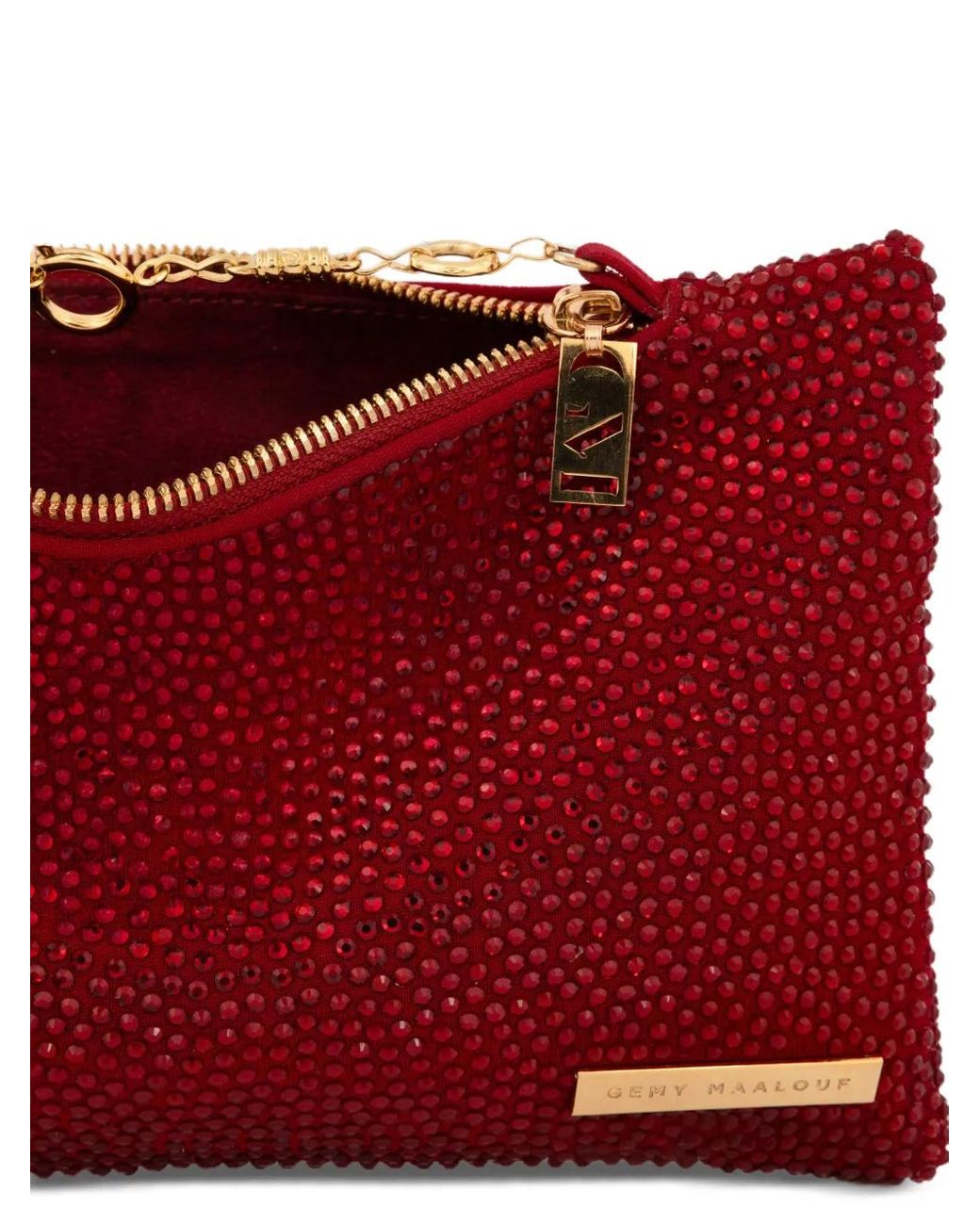 Gemy Maalouf Red Crystal-Embellished Clutch Bag