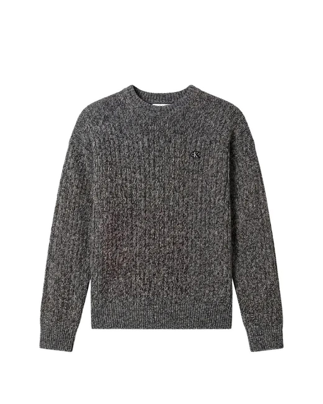 Calvin Klein Gray Logo-Patch Marl-Knit Sweater for men