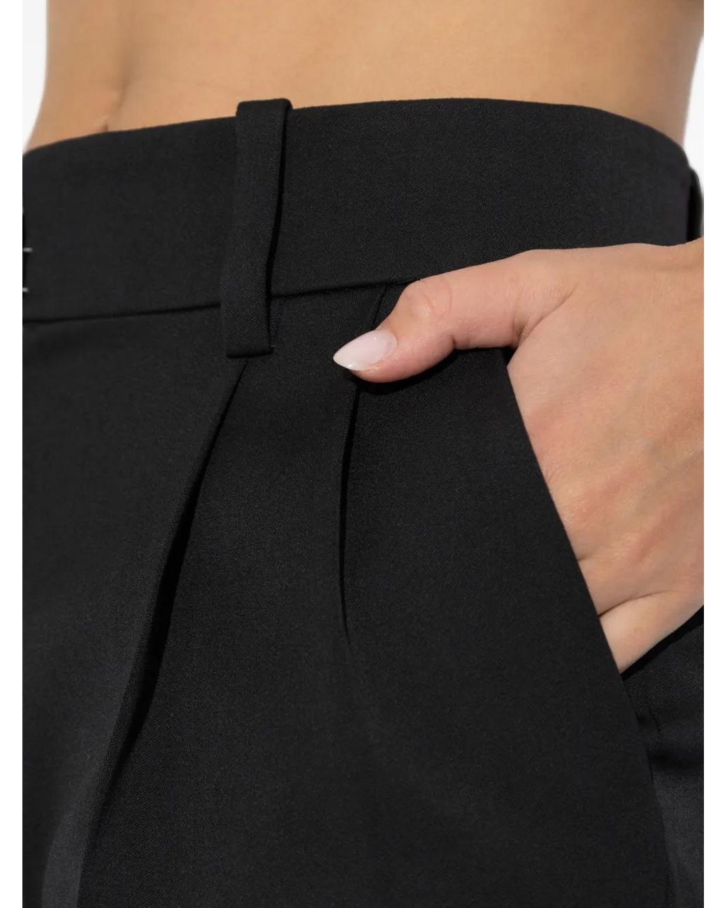 Balmain Black Wool Pleated Trousers