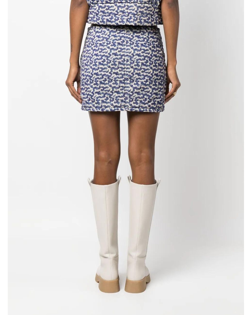 Isabel Marant Blue Arona Abstract-Pattern Cotton Skirt