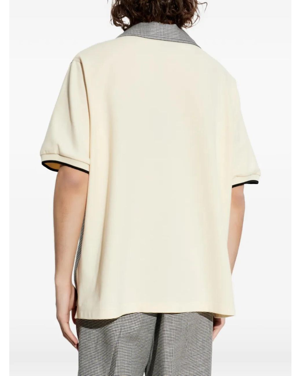 DSquared² Gray Virgin Wool Linen Pied De Poule Polo for men