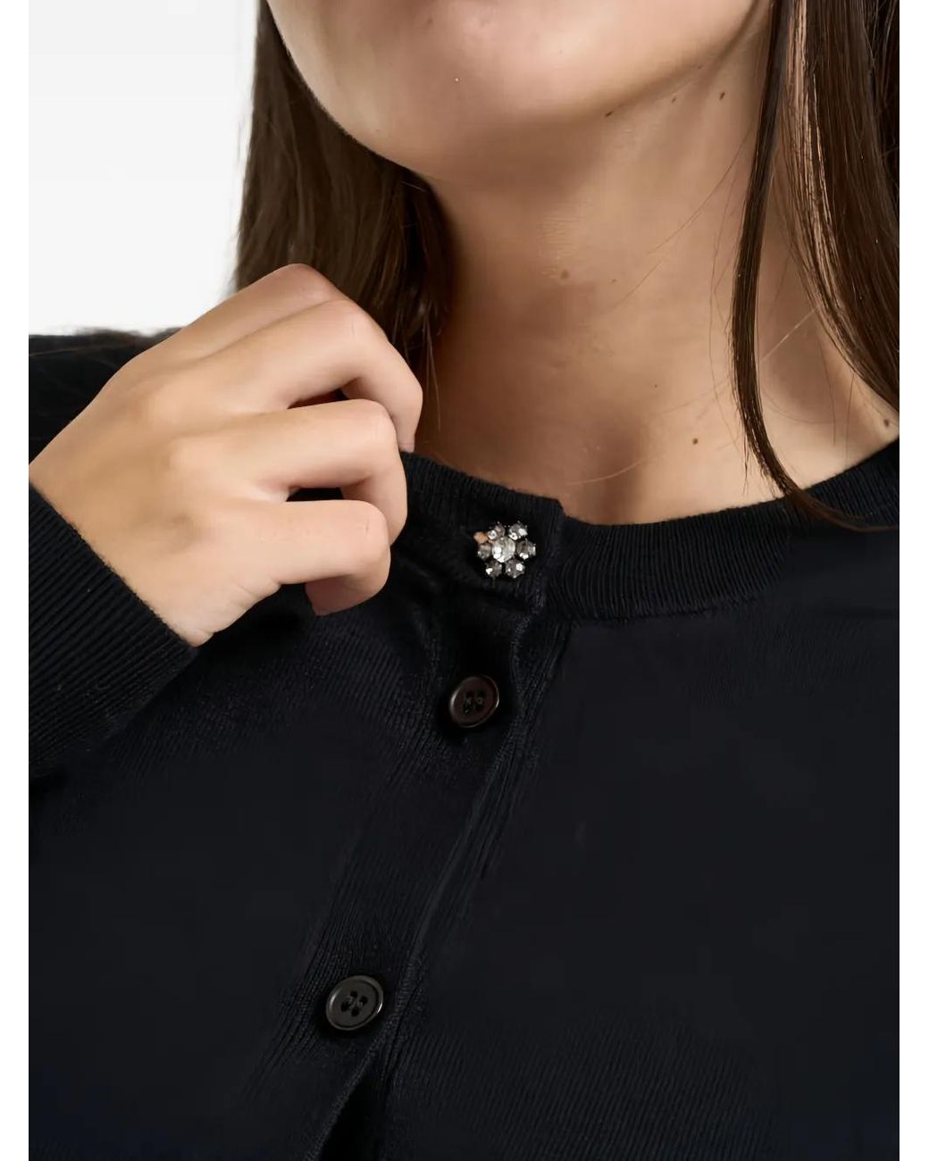 Liu Jo Black Cardigan Bordé De Dentelle À Volants
