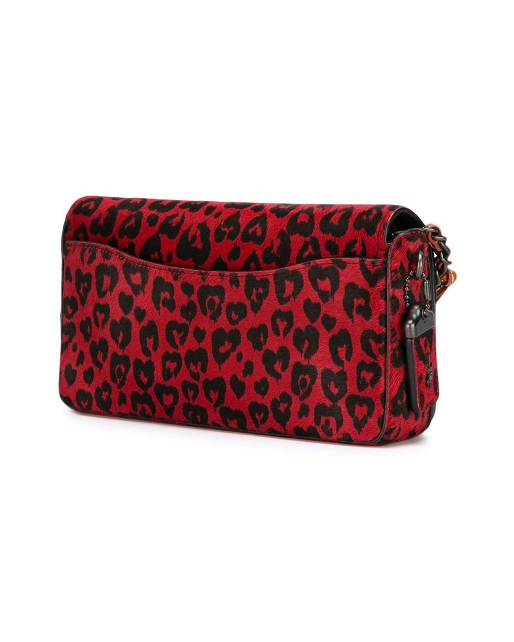 COACH Leopard Print Cross Body Bag in Red Lyst