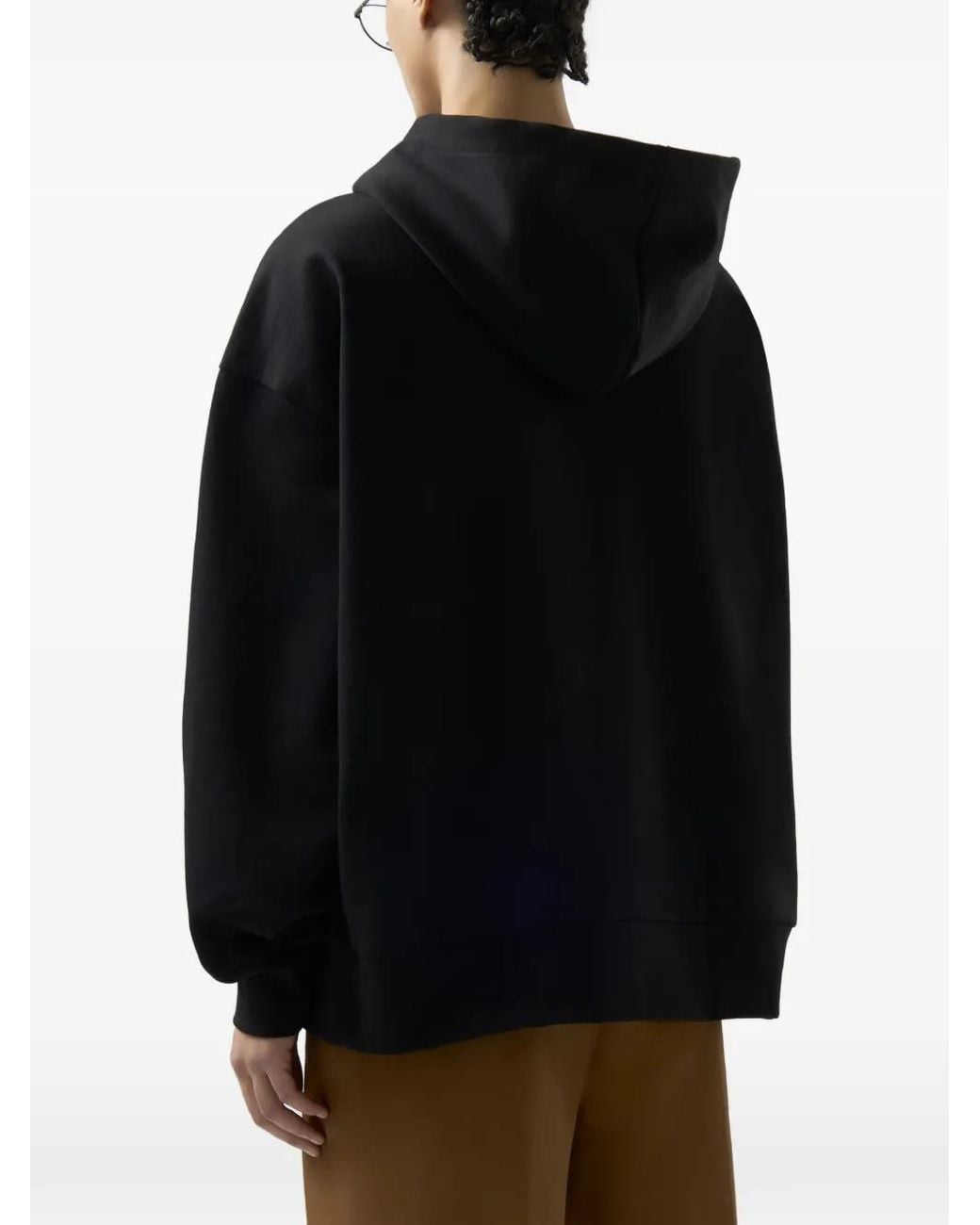 Gcds Black Graphic Print Sweatshirt With Zip And Hood for men