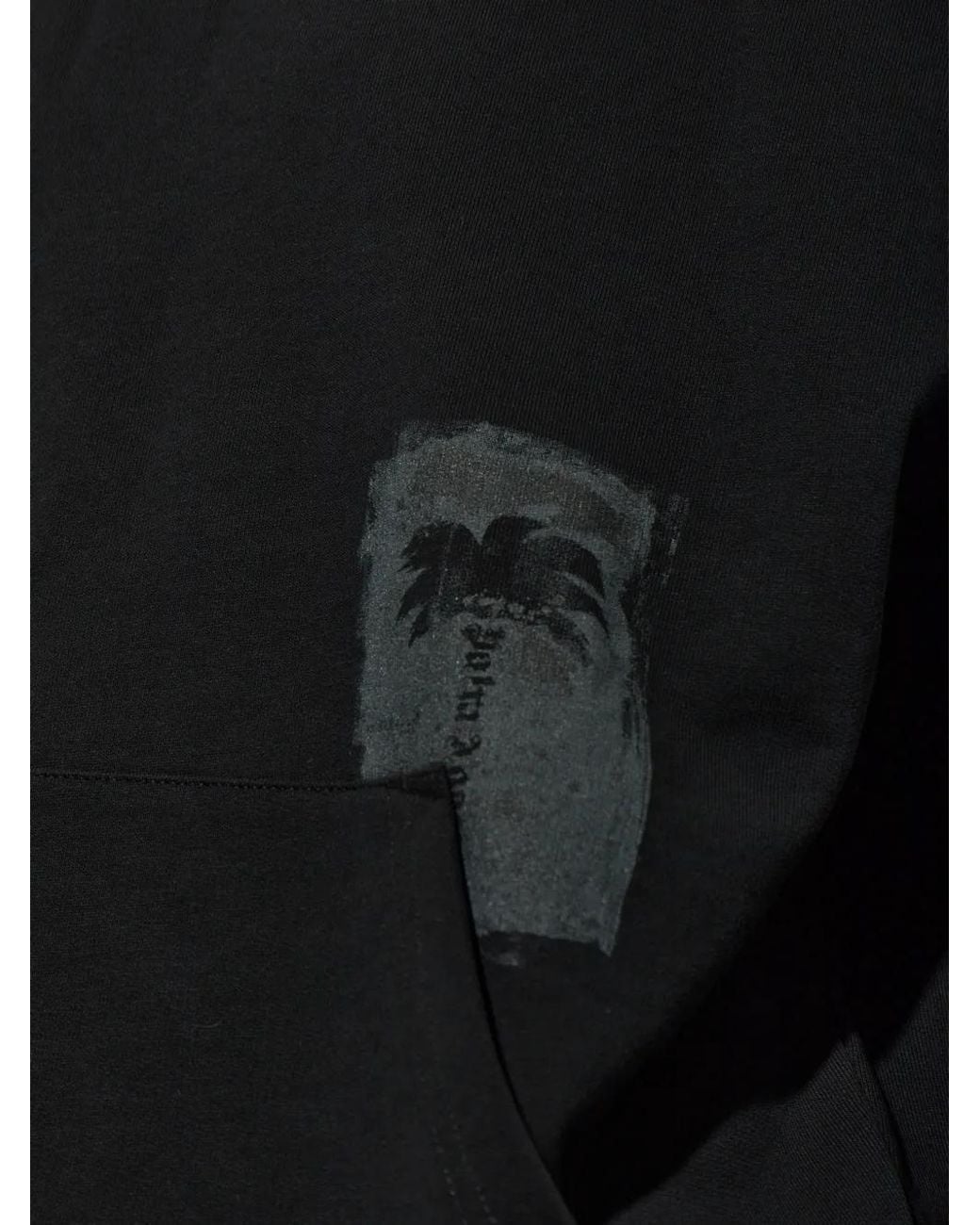 Palm Angels Black Palm-Print Hoodie for men